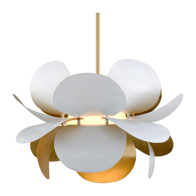 Corbett Ginger 1 Light White And Gold Leaf Chandelier Ceiling Light