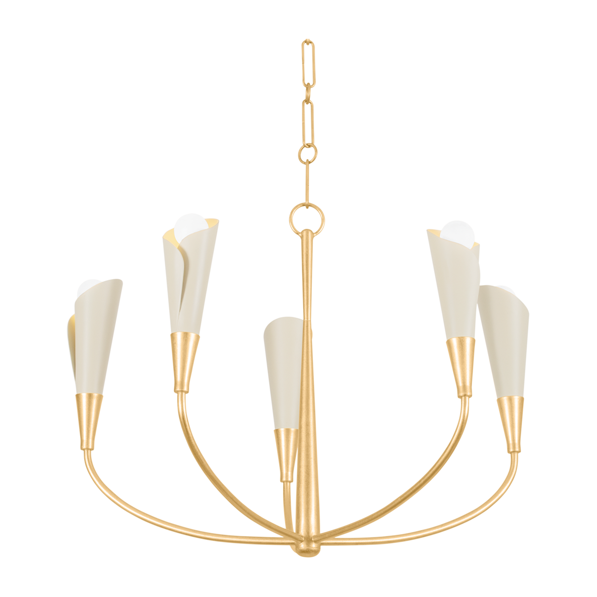 Hudson Valley Lighting Montrose 5 Light 30 inch Vintage Gold Leaf/Soft Sand Chandelier Ceiling Light