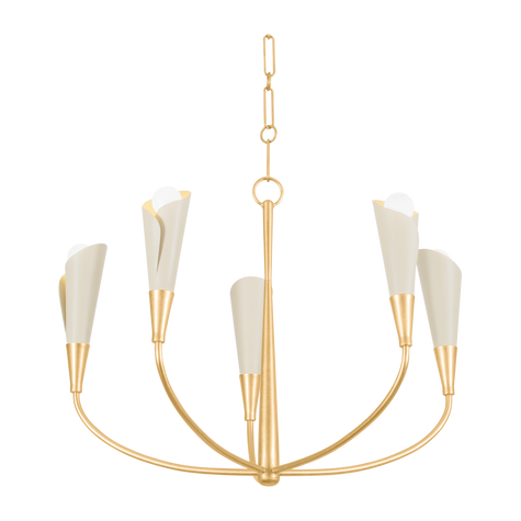 Hudson Valley Lighting Montrose 5 Light 30 inch Vintage Gold Leaf/Soft Sand Chandelier Ceiling Light