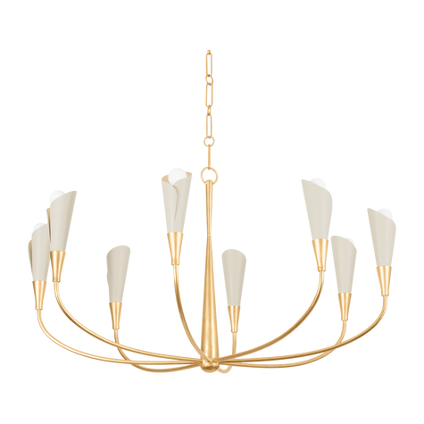 Hudson Valley Lighting Montrose 8 Light 44 inch Vintage Gold Leaf/Soft Sand Chandelier Ceiling Light