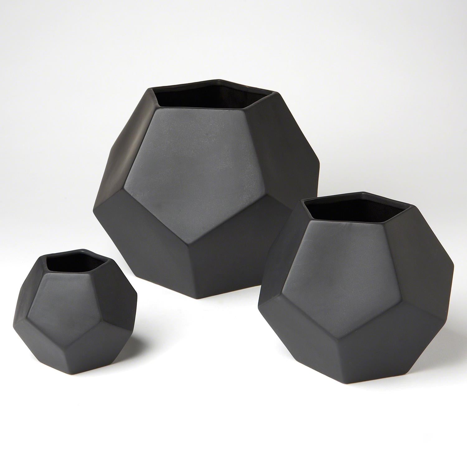 Global Views Matte Black Faceted Vase