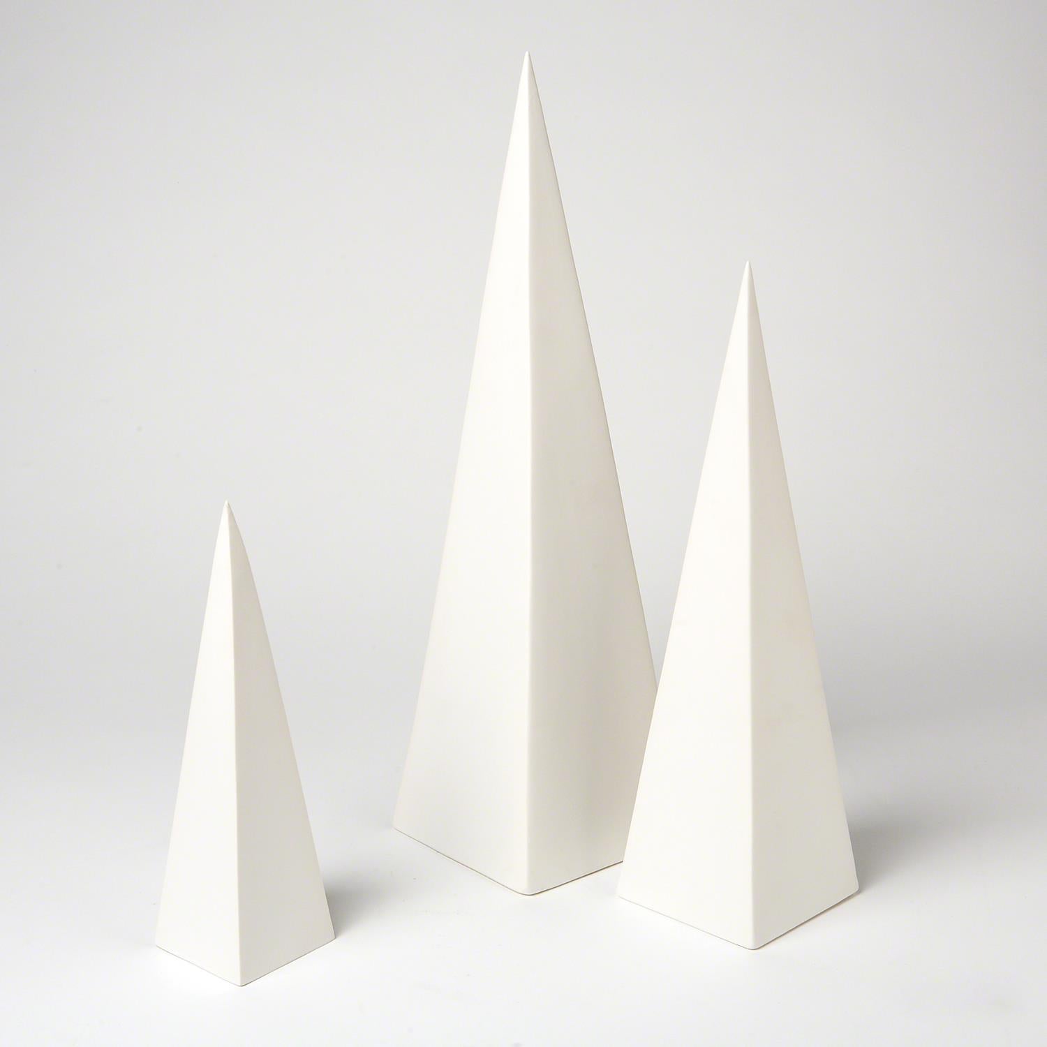 Global Views Matte White Pyramid Objet Set of 3