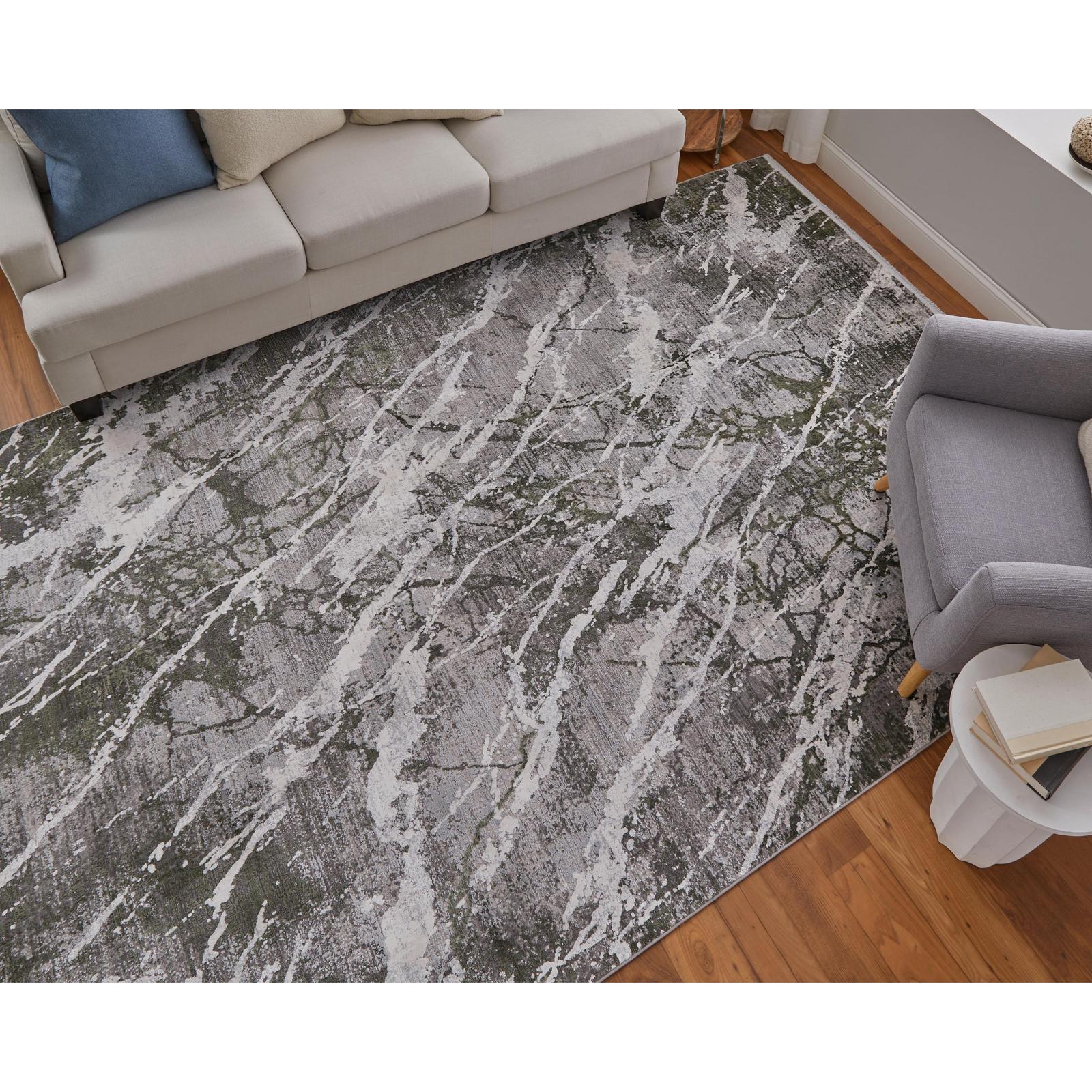 Feizy Cadiz 39N6F Modern Abstract Rug in Gray/Green/Taupe