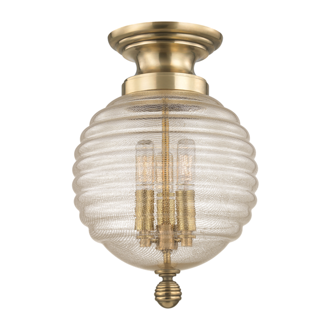 Hudson Valley Lighting Coolidge 3 Light 10 inch Aged Brass Flush Mount Ceiling Light