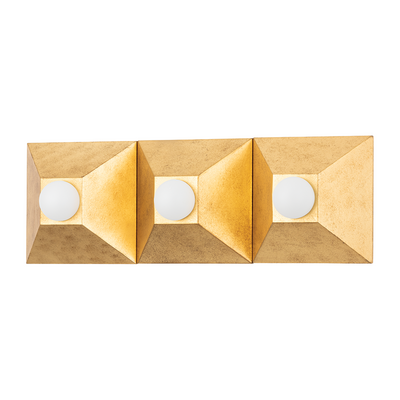 Corbett Max 3 Light Vintage Gold Leaf Bath Vanity & Wall Light Clearance