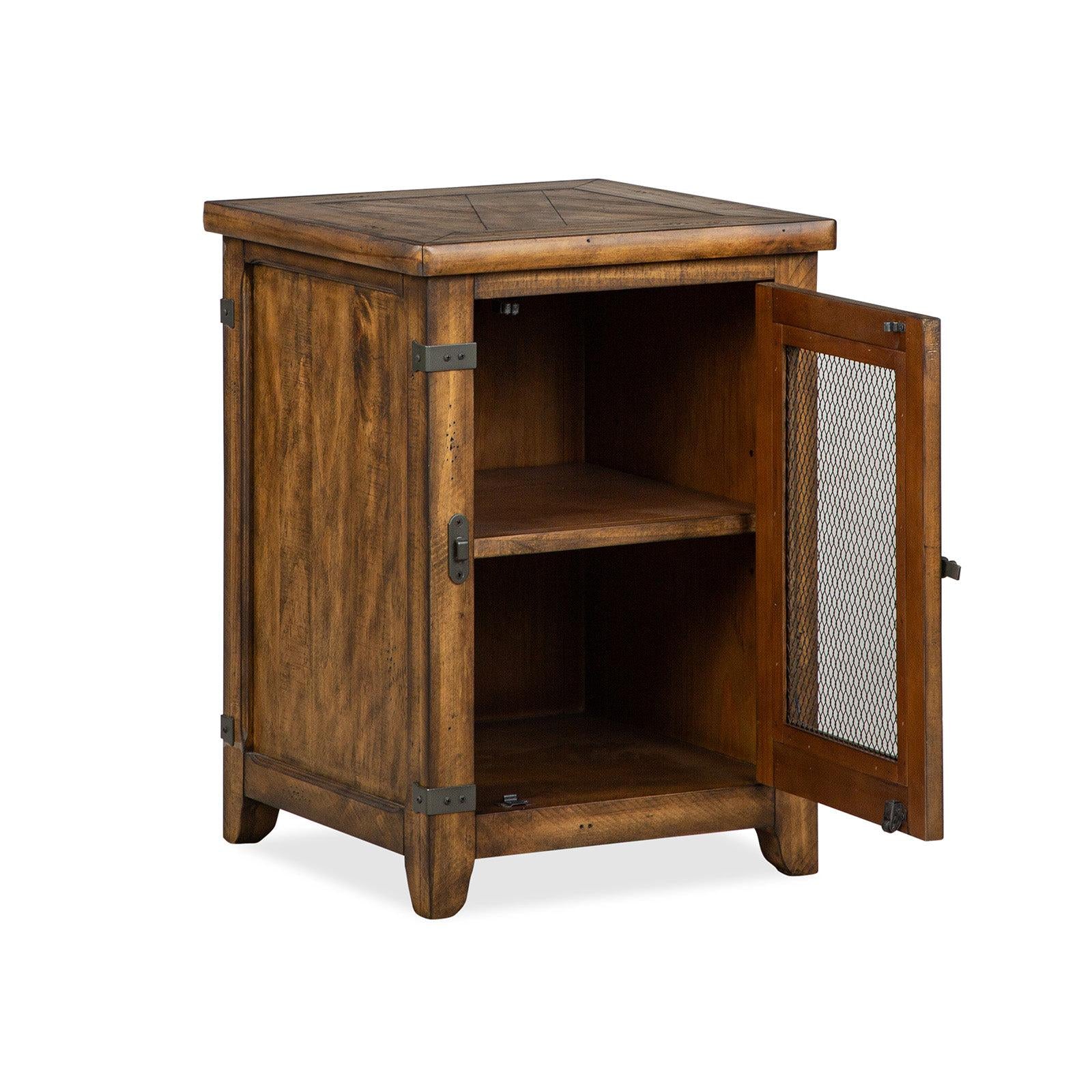 Magnussen Home Chesterfield Farmhouse Timber Chairside End Table