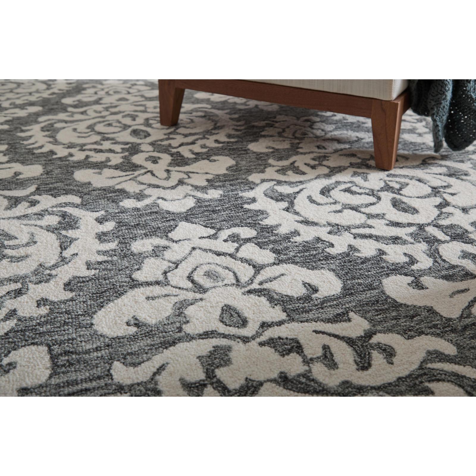 Feizy Belfort 8A26F Traditional Floral & Botanical Rug in Gray/Ivory/Black