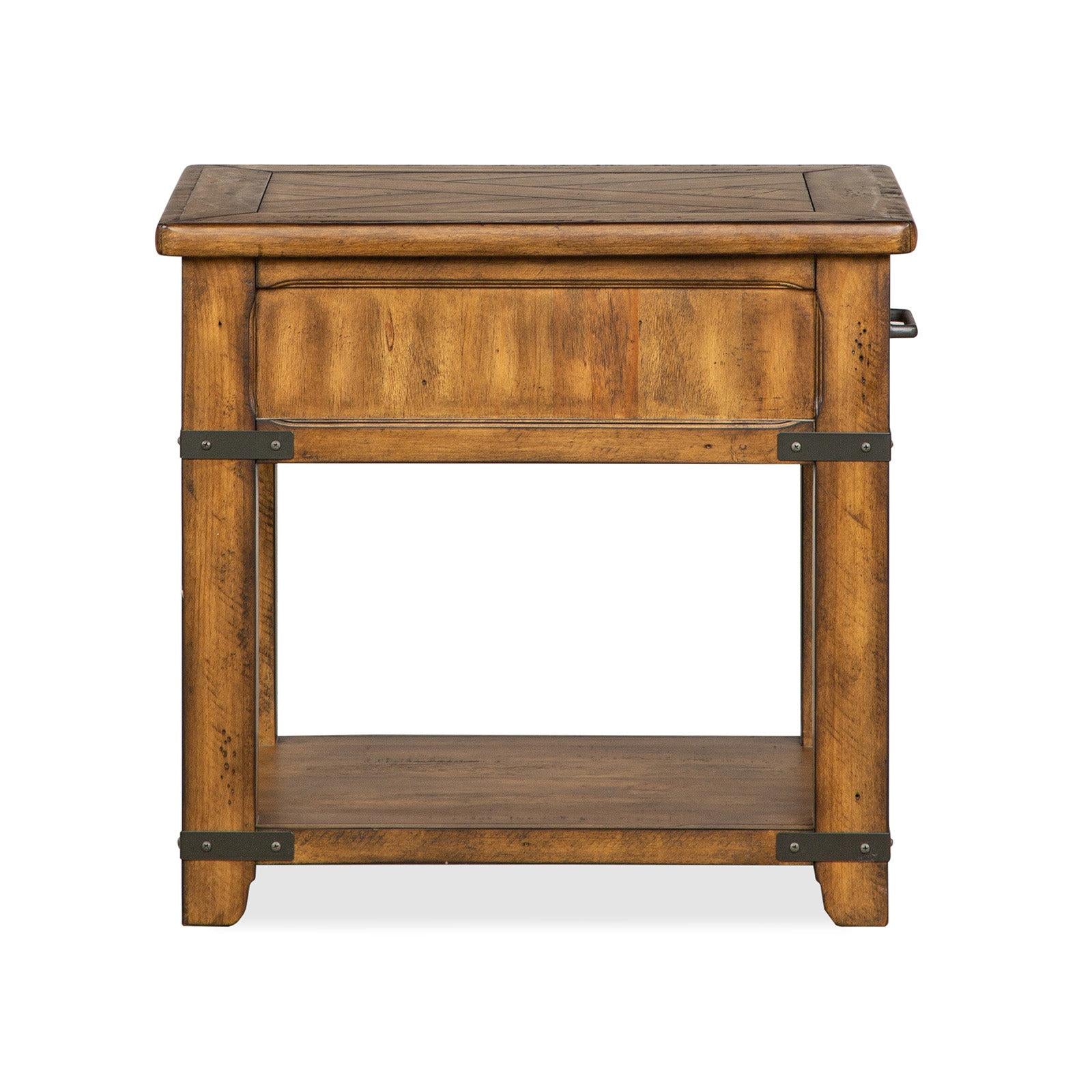 Magnussen Home Chesterfield Farmhouse Timber Rectangular End Table