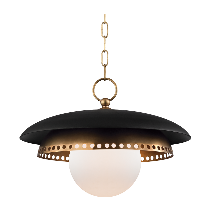 Hudson Valley Lighting Herkimer 1 Light 17.5 inch Aged Brass Pendant Ceiling Light