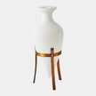 Global Views Alabastron White Vase with Stand