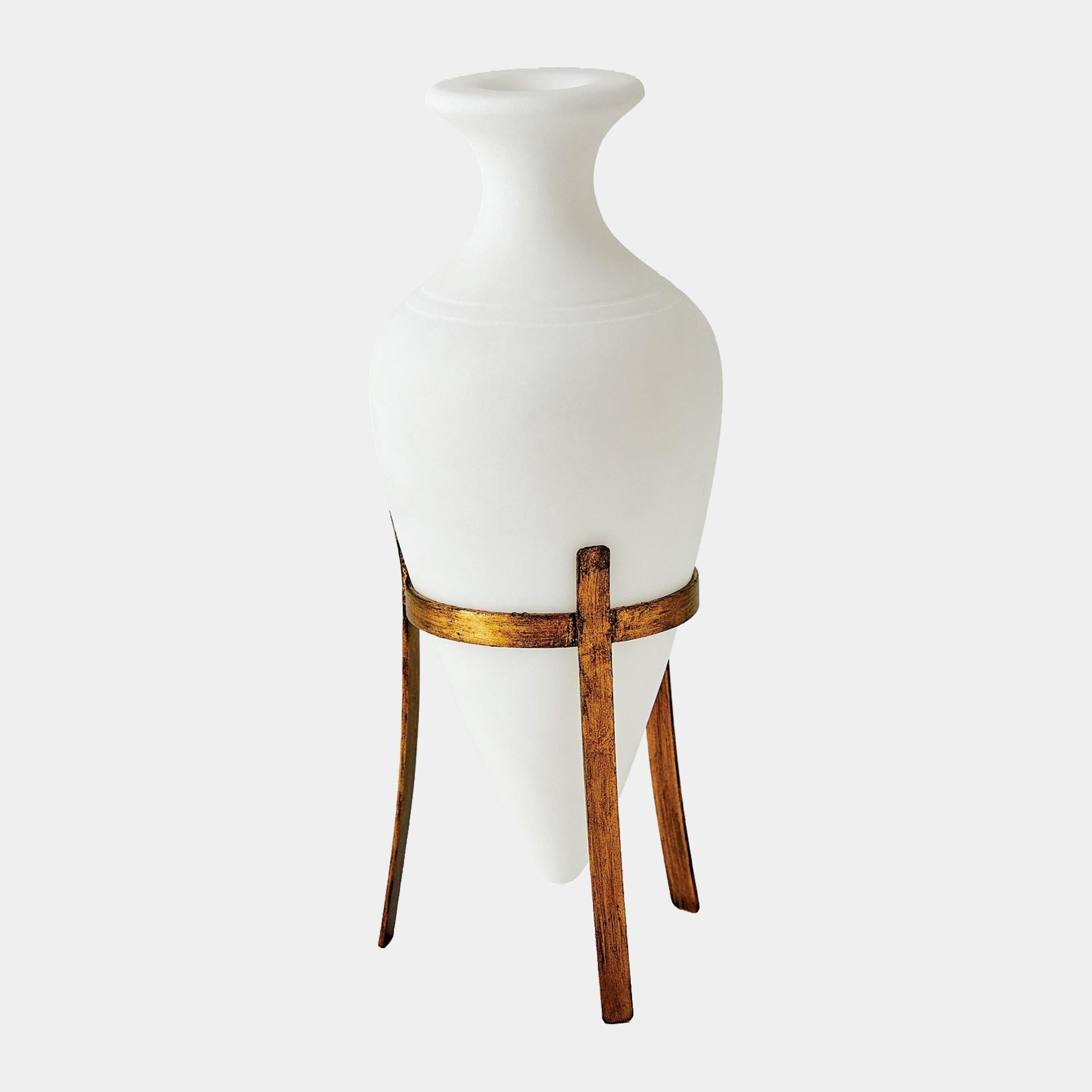 Global Views Alabastron White Vase with Stand