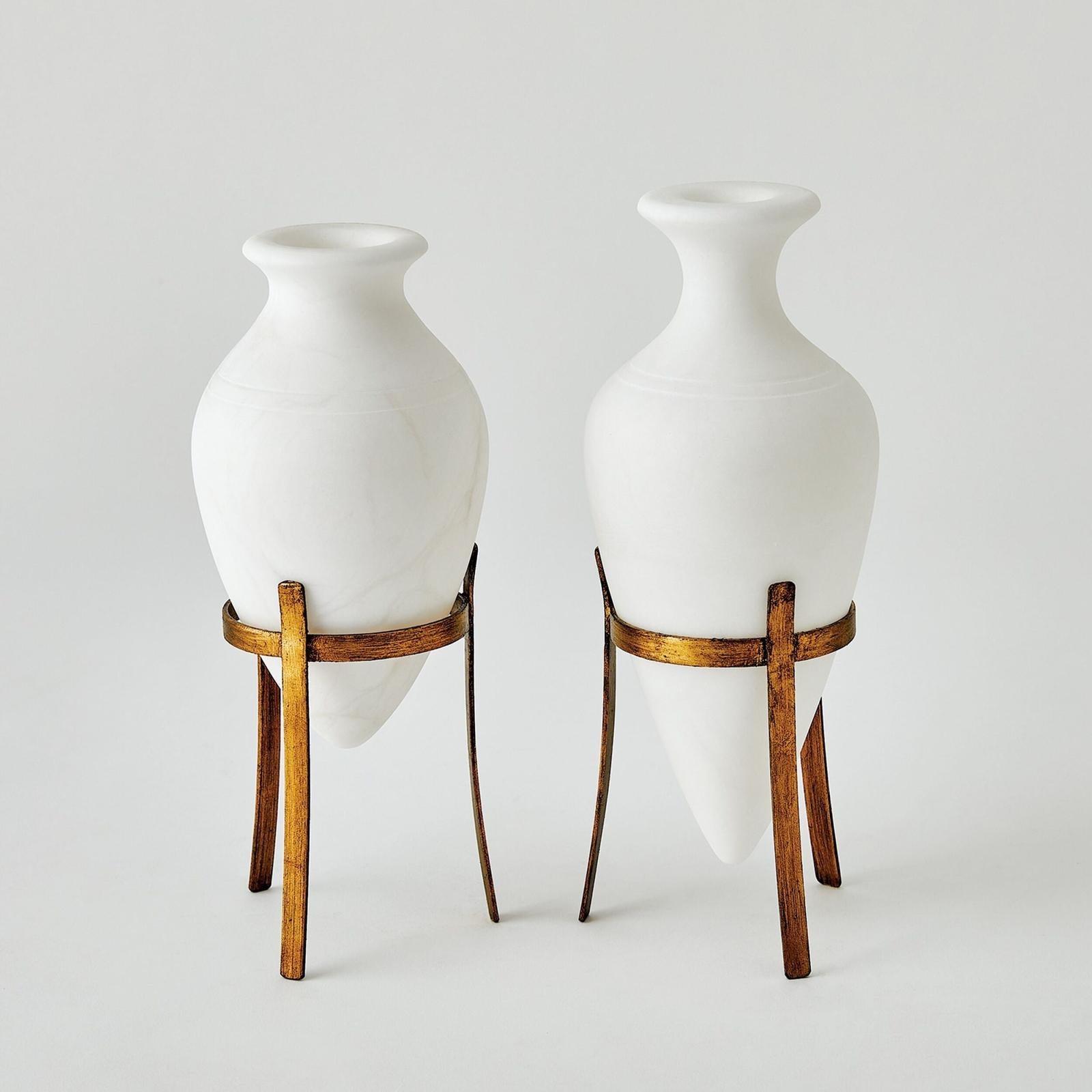 Global Views Alabastron White Vase with Stand