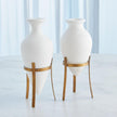 Global Views Alabastron White Vase with Stand
