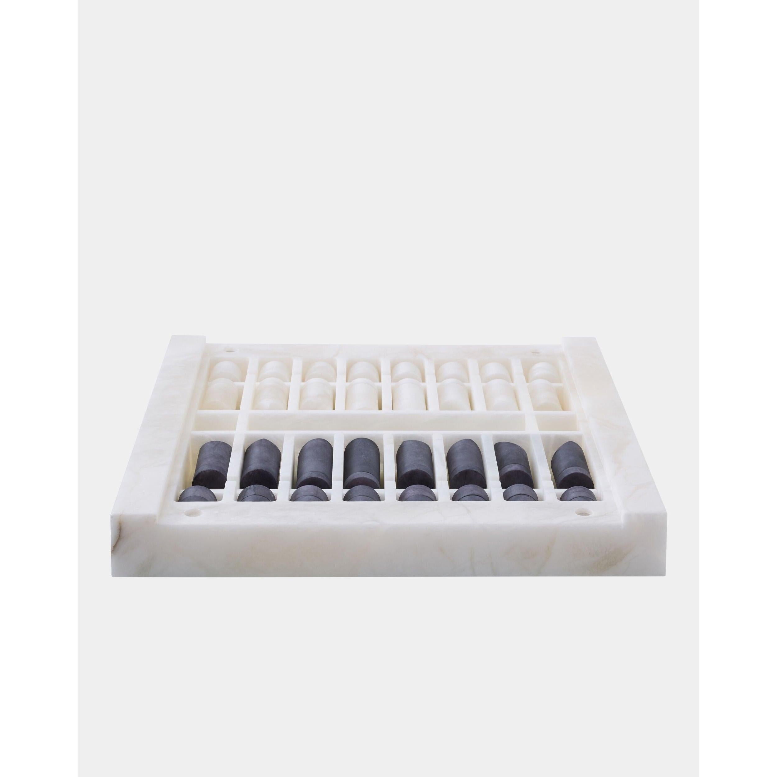 Global Views Augustus Alabaster Chess Checkers Set