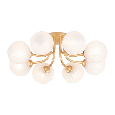 Corbett Onyx 8 Light Vintage Gold Leaf Semi Flush Ceiling Light