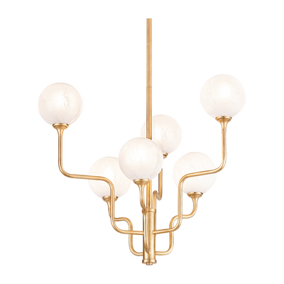 Corbett Onyx 6 Light Vintage Gold Leaf Chandelier Ceiling Light Clearance