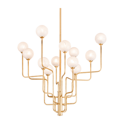 Corbett Onyx 12 Light Vintage Gold Leaf Chandelier Ceiling Light