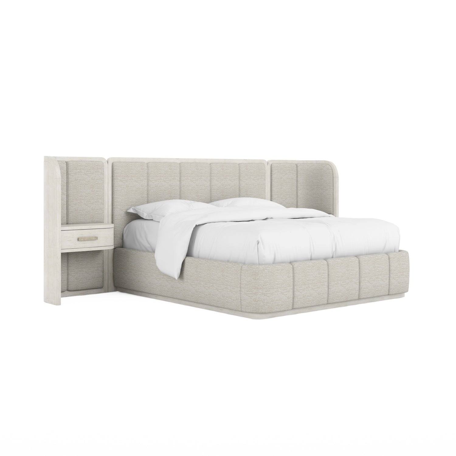 ART Furniture Ashlar Upholstered Panel Bed with Nightstand