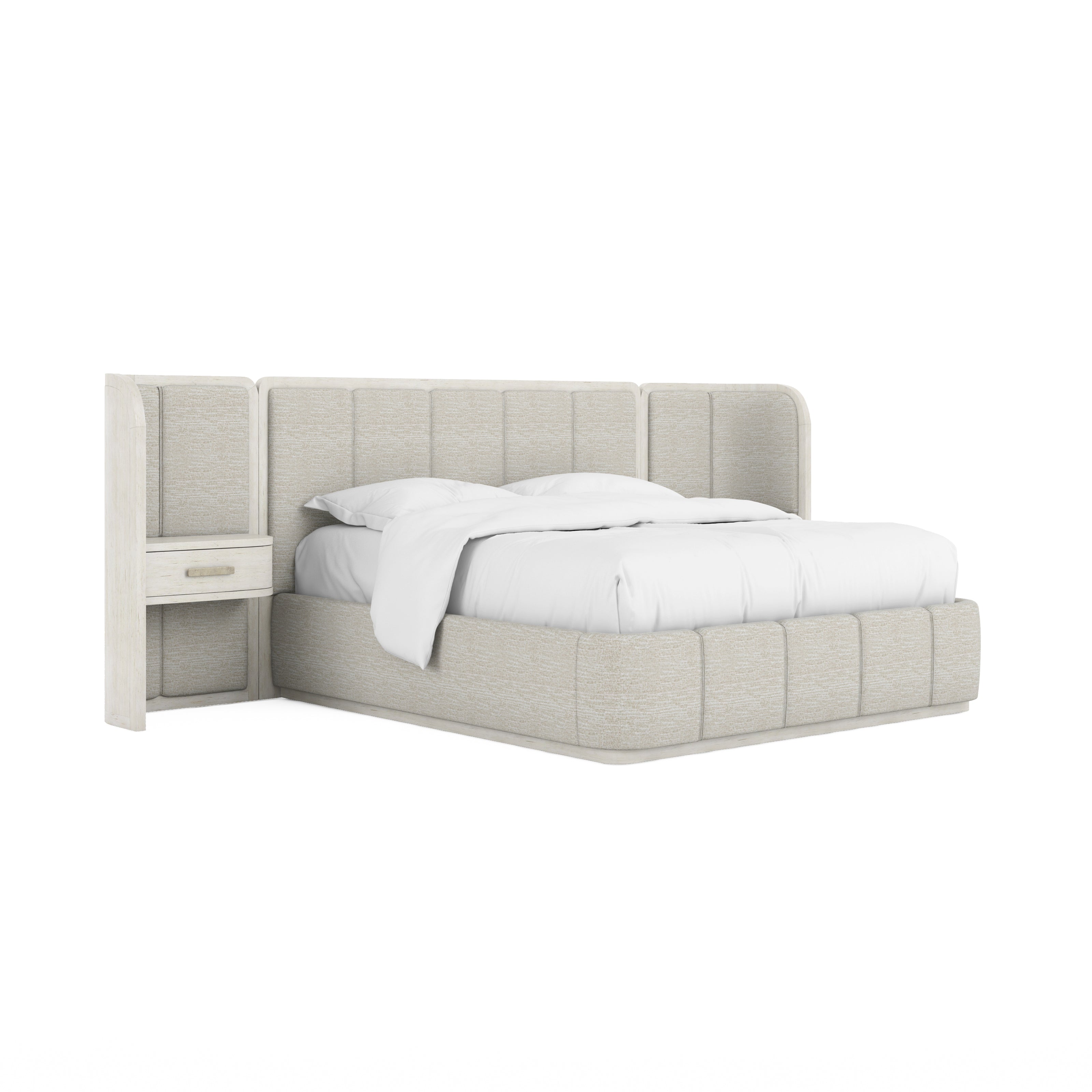 ART Furniture Ashlar Upholstered Panel Bed with Nightstand