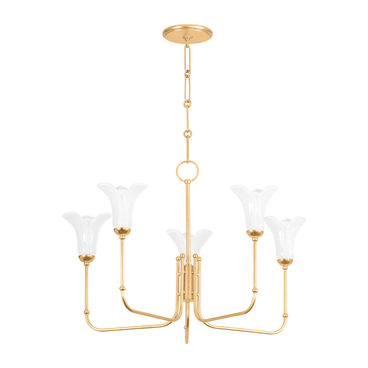 Hudson Valley Lighting Montclair 5 Light 30 inch Vintage Gold Leaf Chandelier Ceiling Light