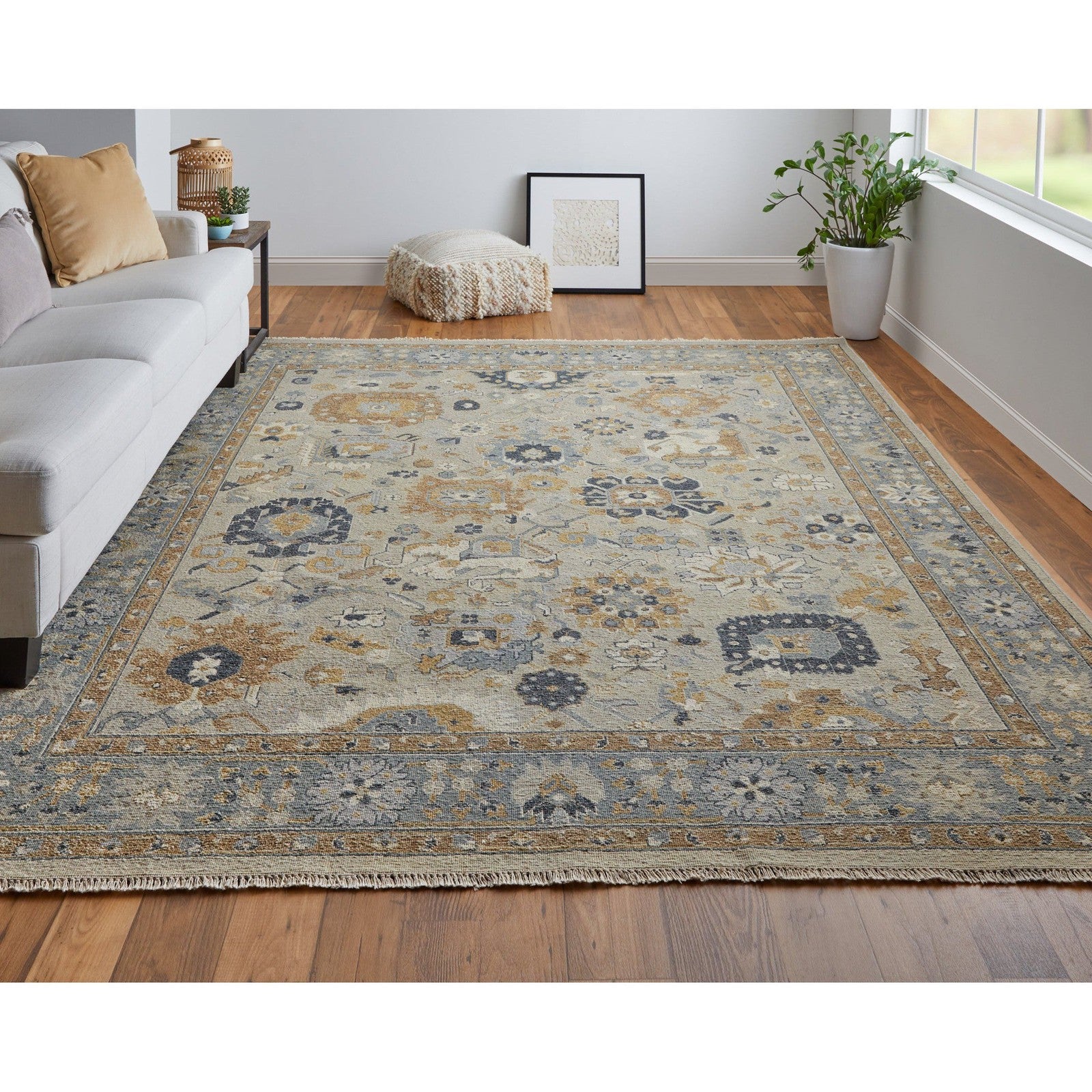 Feizy Corbitt 0612F Traditional Oriental in Blue/Brown/Gray