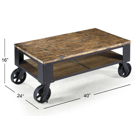 Magnussen Home Pinebrook Distressed Natural Pine Rectangular Cocktail Table
