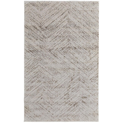 Feizy Vancouver 39NPF Modern Geometric Rug in Ivory/Tan/Brown