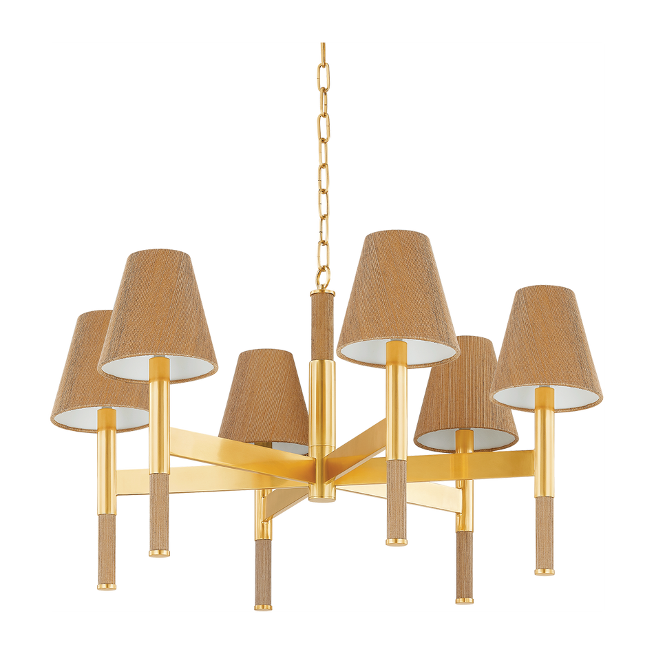 Hudson Valley Lighting Lindenwood 6 Light 33.5 inch Aged Brass Chandelier Ceiling Light