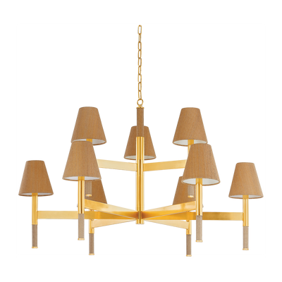 Hudson Valley Lighting Lindenwood 9 Light 47.5 inch Aged Brass Chandelier Ceiling Light