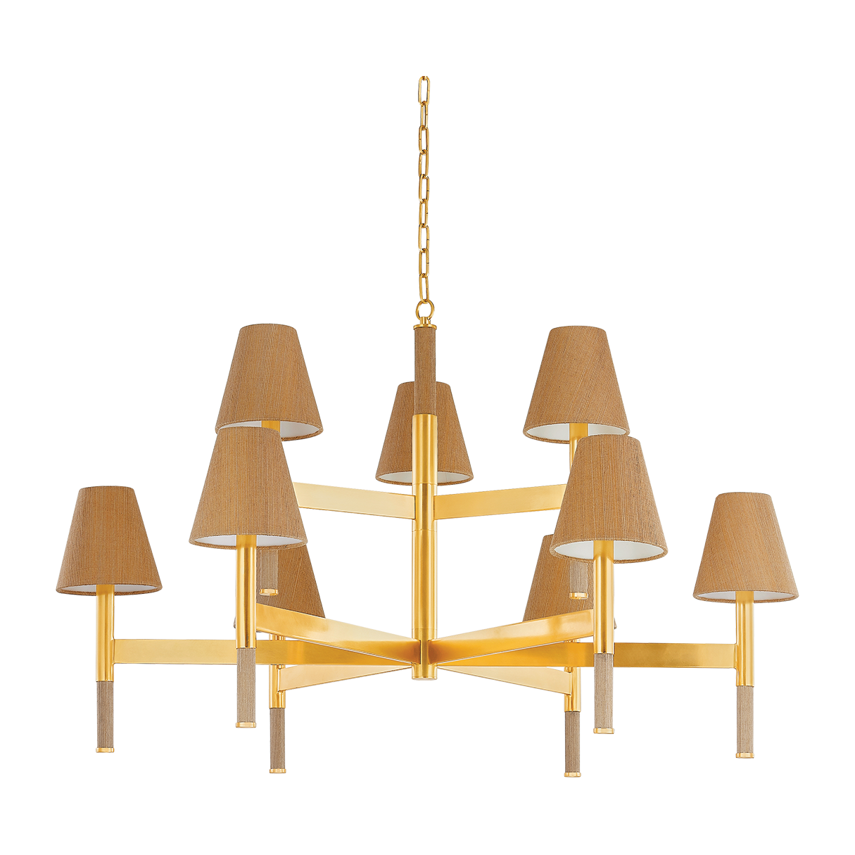 Hudson Valley Lighting Lindenwood 9 Light 47.5 inch Aged Brass Chandelier Ceiling Light