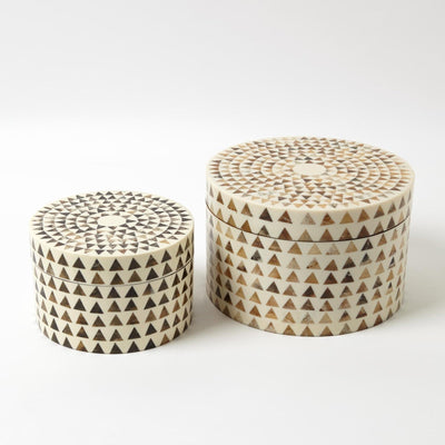 Global Views Round Triangle Print Stripe Box