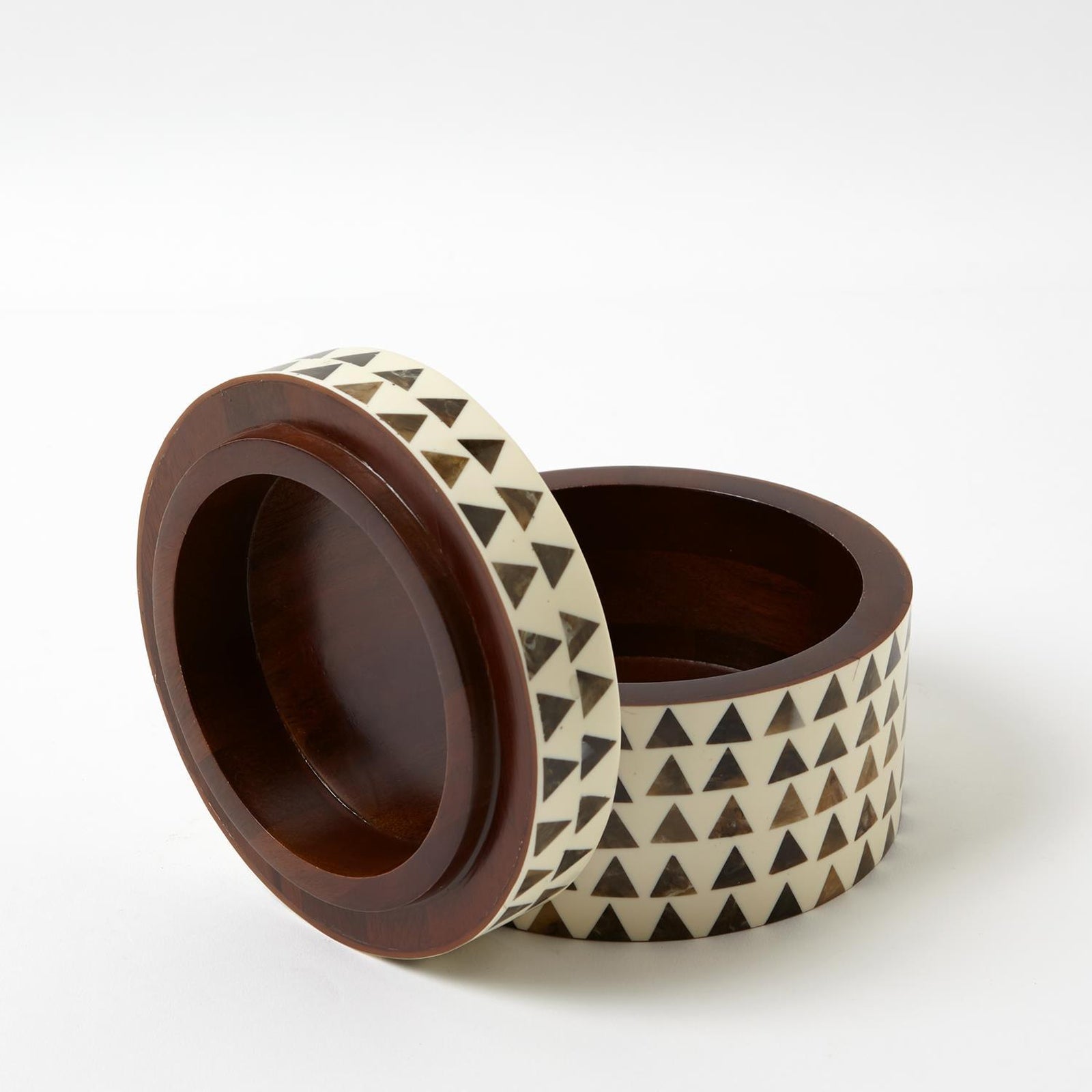 Global Views Round Triangle Print Stripe Box