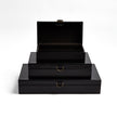 Global Views Black Marbled Leather D Ring Box