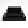 Global Views Black Marbled Leather D Ring Box