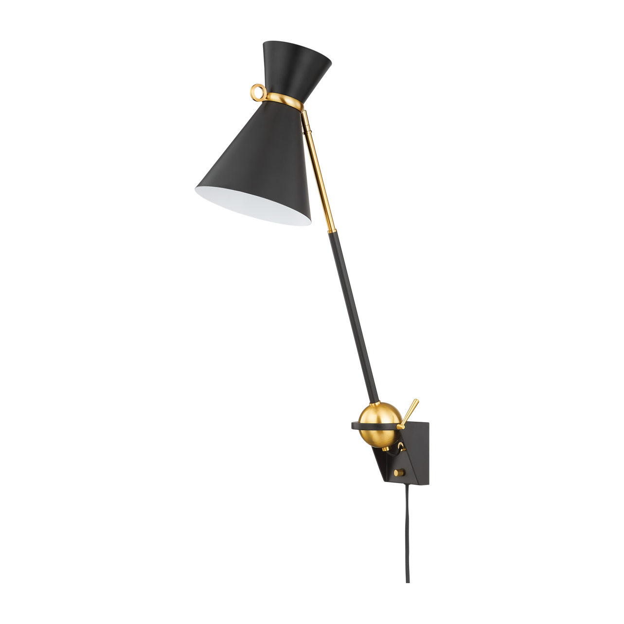 Hudson Valley Lighting Winsted 1 Light 7.75 inch Aged Brass/Soft Black Plug-in Sconce Wall Light