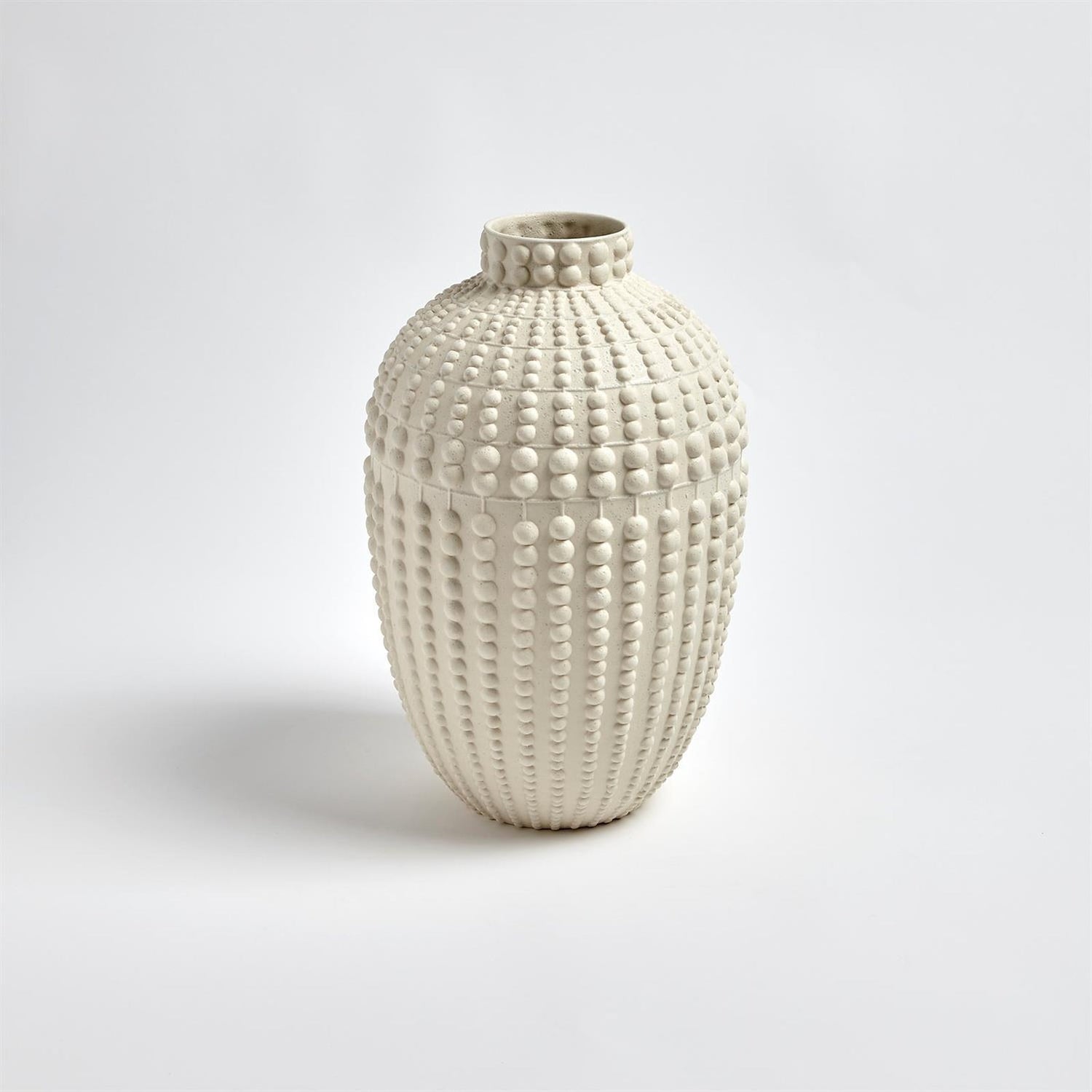Global Views Rustic White Nail Head Vase