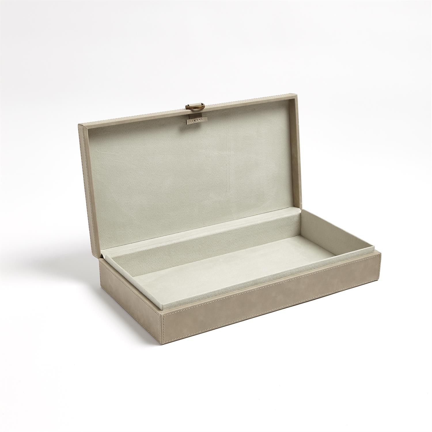 Global Views Light Grey Marbled Leather D Ring Box
