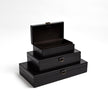 Global Views Black Marbled Leather D Ring Box