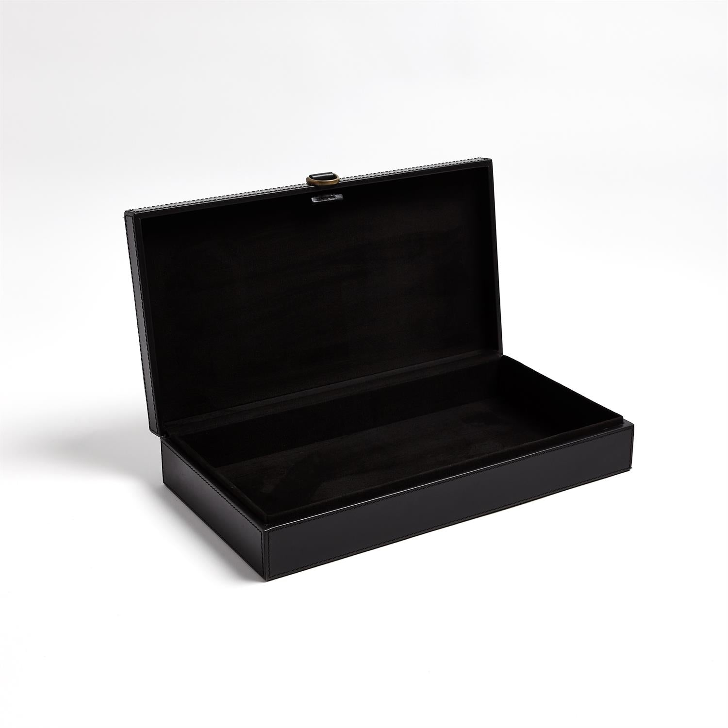 Global Views Black Marbled Leather D Ring Box