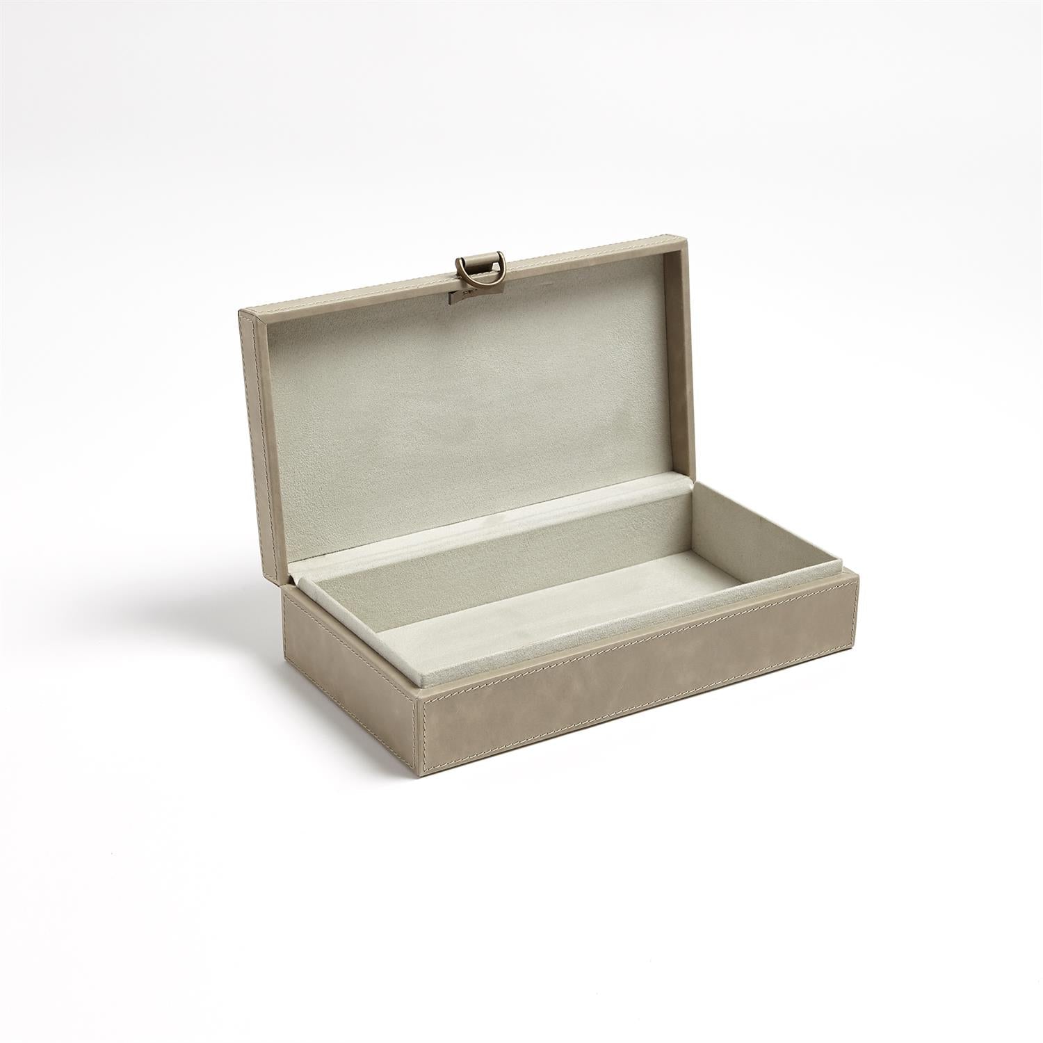 Global Views Light Grey Marbled Leather D Ring Box