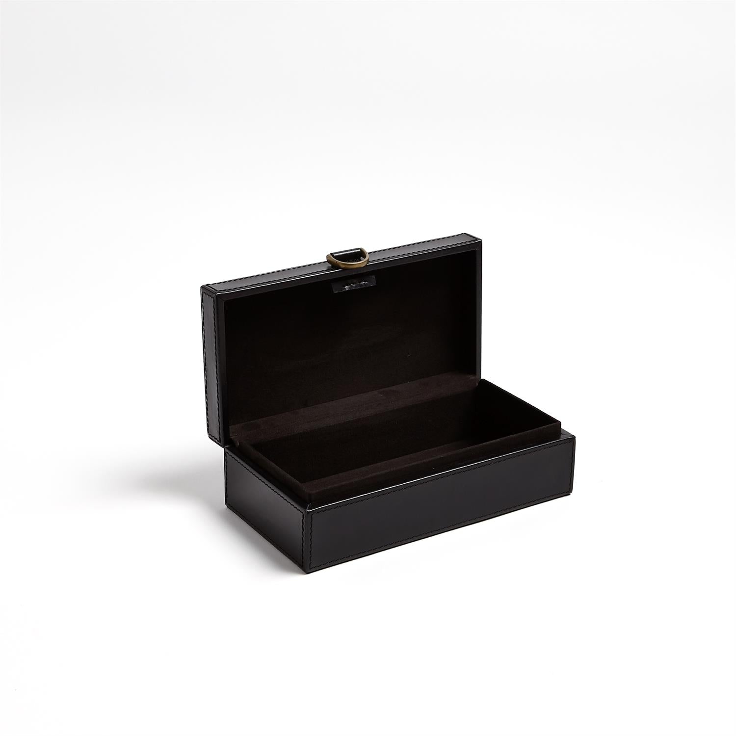 Global Views Black Marbled Leather D Ring Box