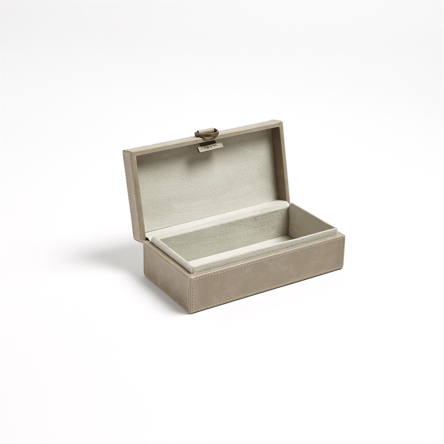Global Views Light Grey Marbled Leather D Ring Box