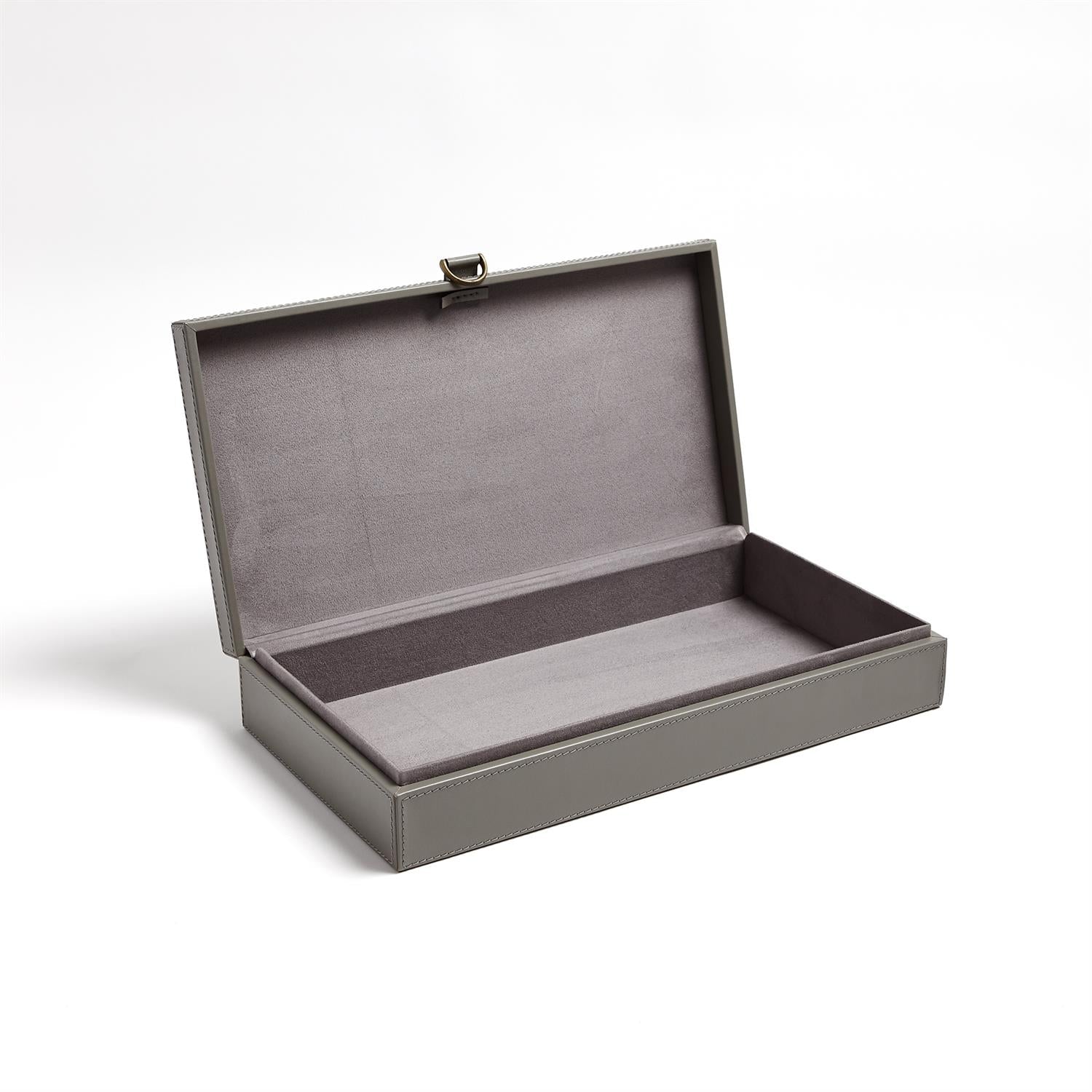 Global Views Dark Grey Marbled Leather D Ring Box