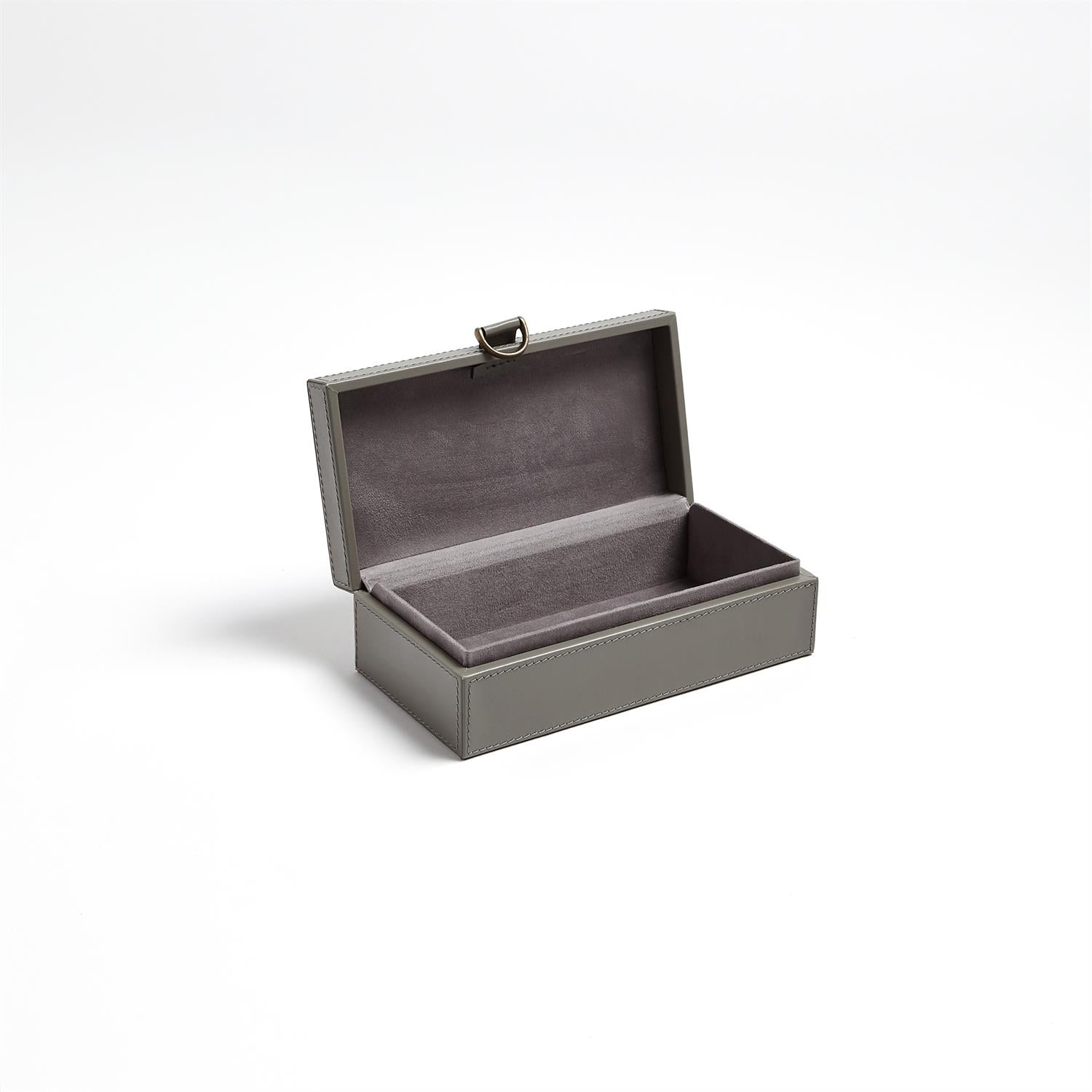 Global Views Dark Grey Marbled Leather D Ring Box