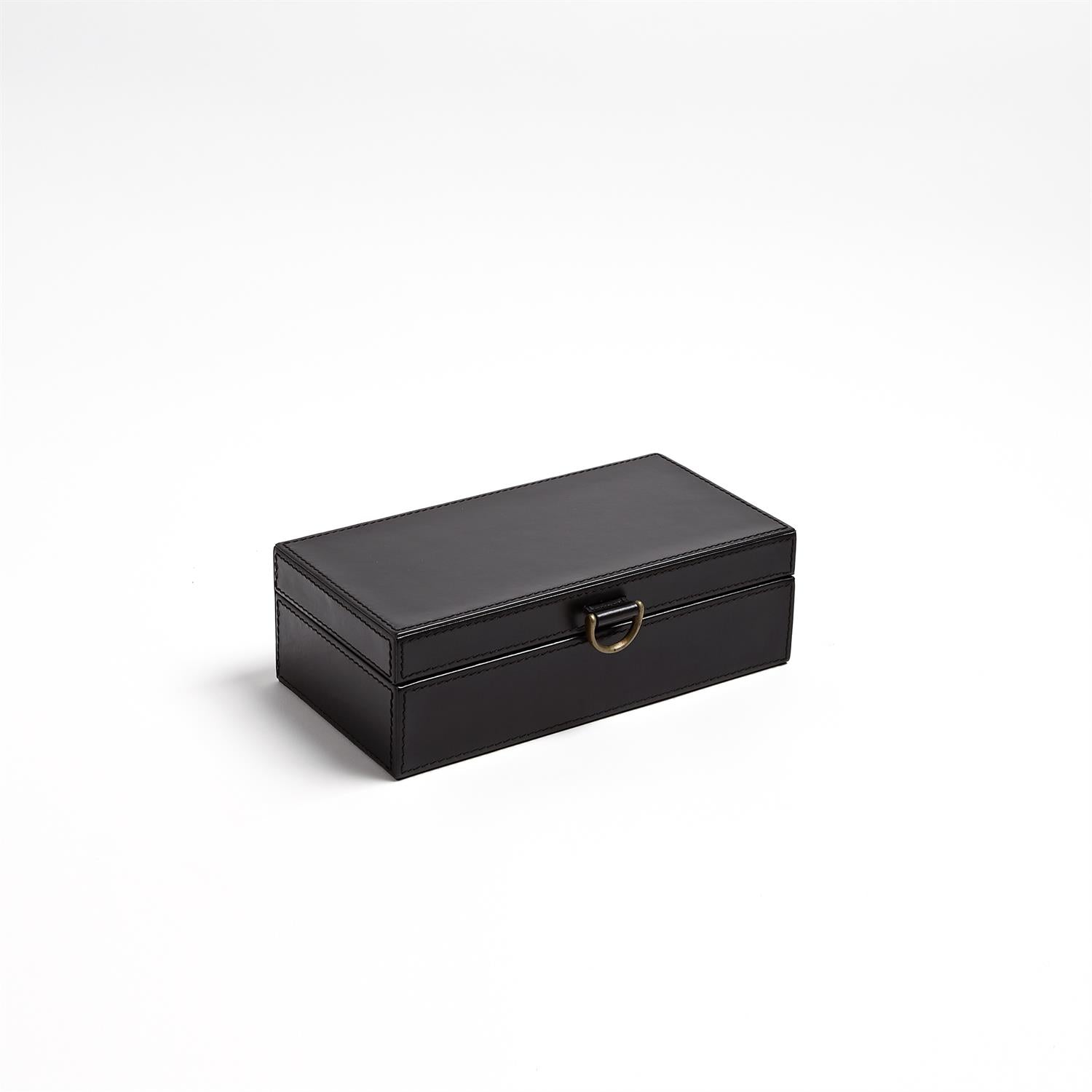 Global Views Black Marbled Leather D Ring Box