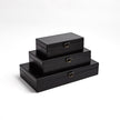 Global Views Black Marbled Leather D Ring Box