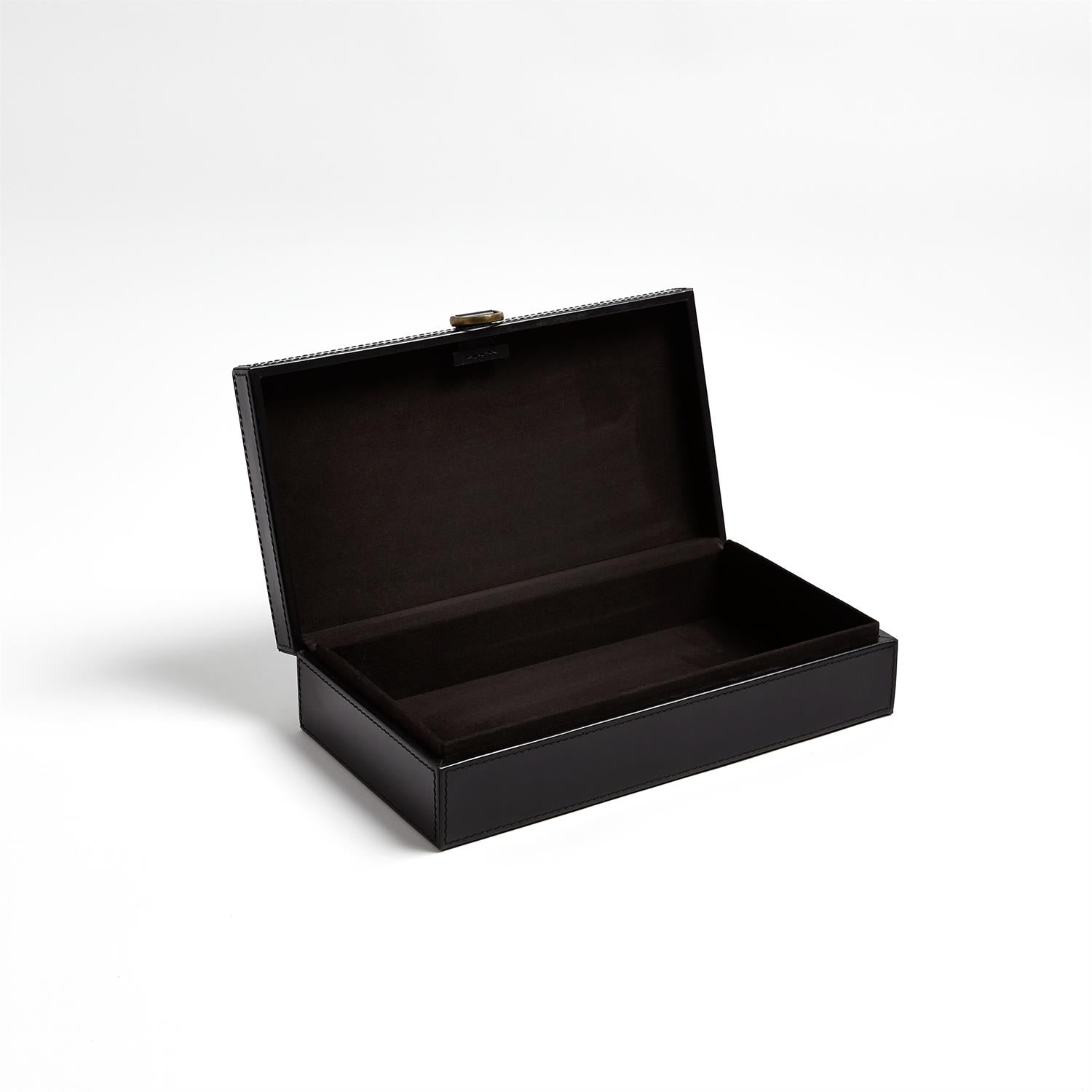 Global Views Black Marbled Leather D Ring Box