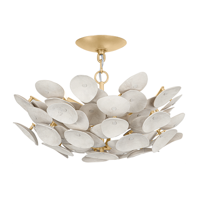 Corbett Aimi 3 Light Vintage Gold Leaf Semi Flush Ceiling Light
