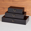 Global Views Black Marbled Leather D Ring Box