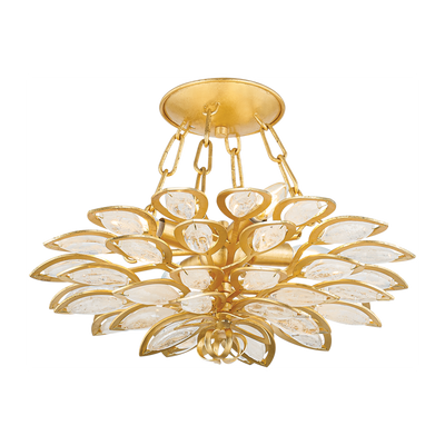 Corbett Vittoria 4 Light Gold Leaf Semi Flush Ceiling Light